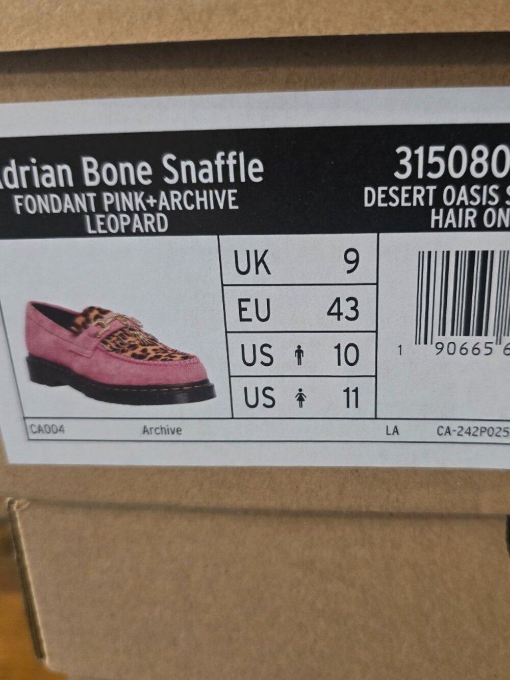 Dr. Martens Adrian Hair-On Leopard Snaffle Loafers Fondant Pink 31508099 Mens 10 - Picture 10 of 16